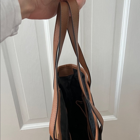 Michael Kors Black Vinyl Tote with Brown and gold Accents - Picture 4 of 9